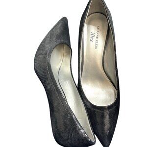 Womens AK Anne Klein iflex AK7 CAKE WALK Black Leather Heels Size 8 1/2 M